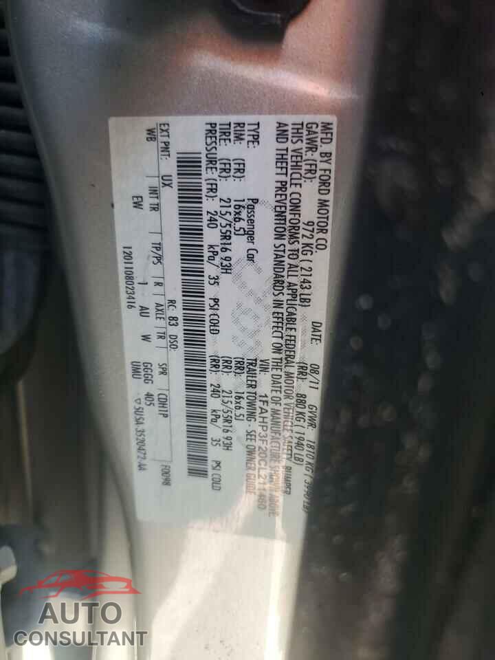 FORD FOCUS 2012 - 1FAHP3F20CL211460
