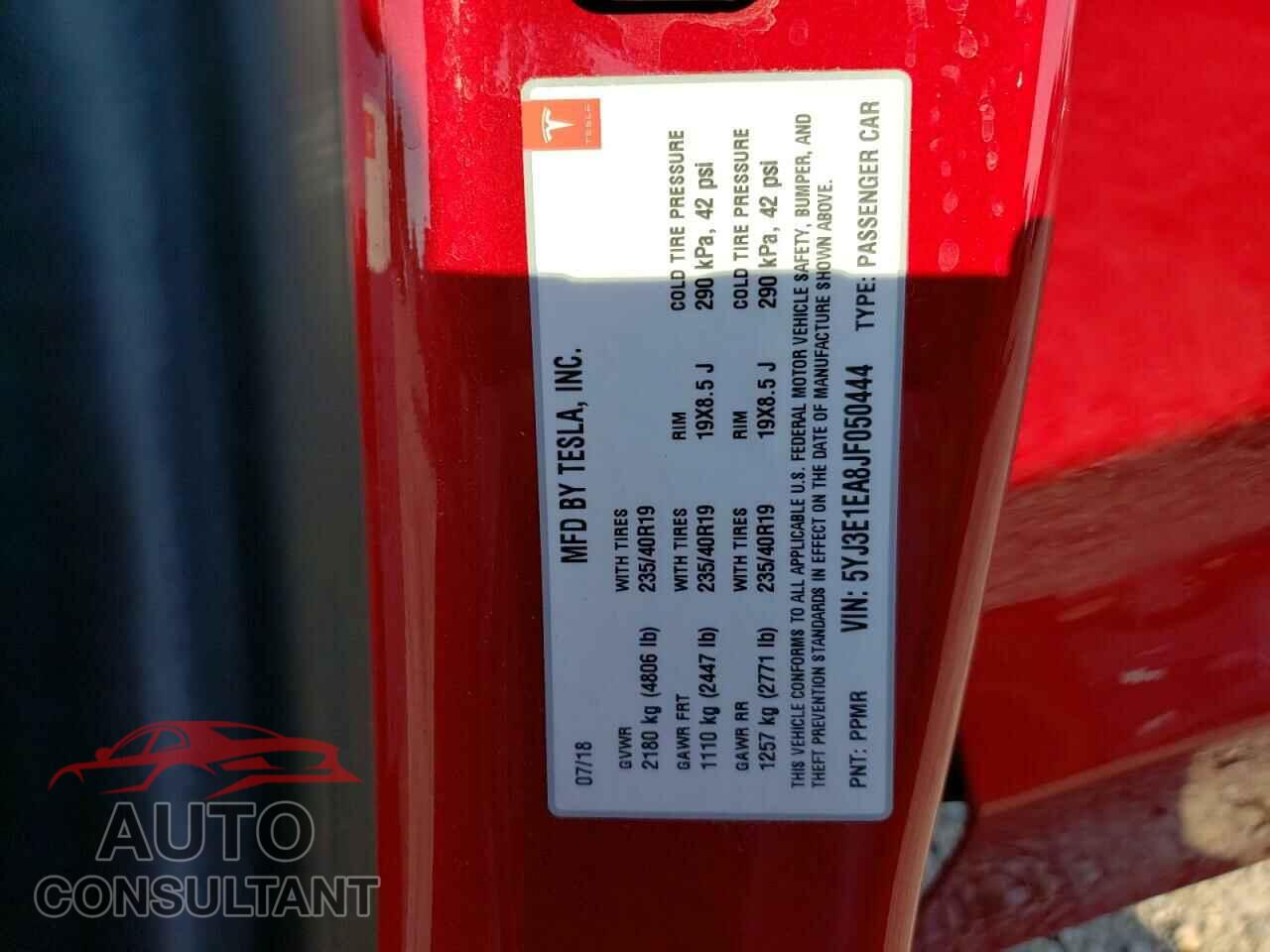TESLA MODEL 3 2018 - 5YJ3E1EA8JF050444