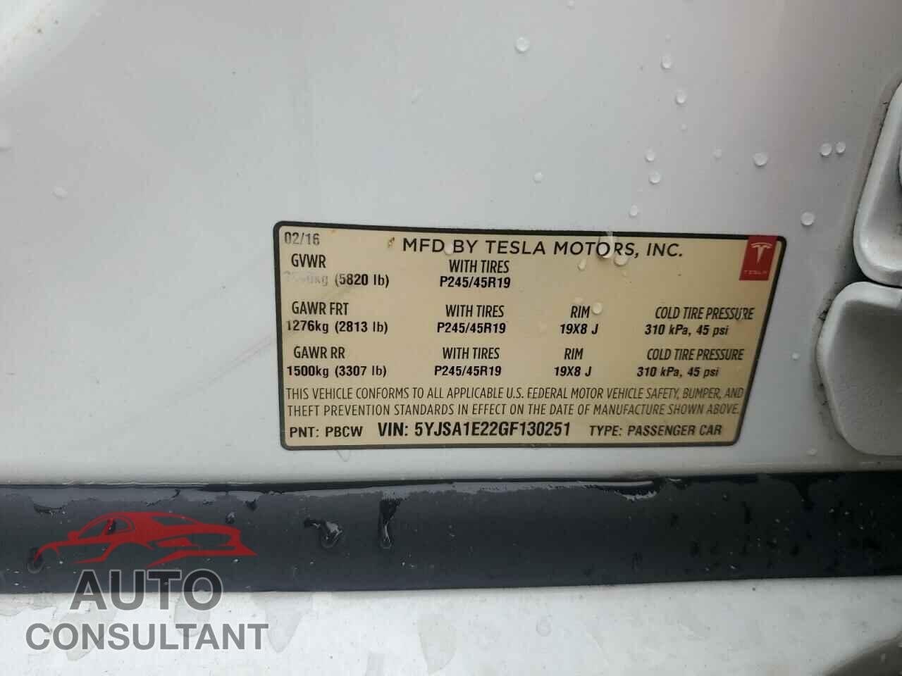 TESLA MODEL S 2016 - 5YJSA1E22GF130251