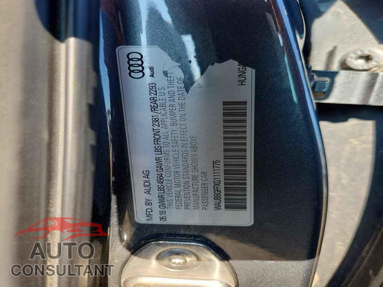 AUDI A3 2016 - WAUB8GFFXG1111775