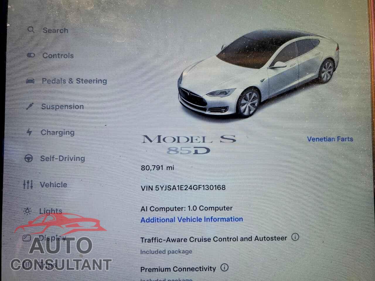 TESLA MODEL S 2016 - 5YJSA1E24GF130168