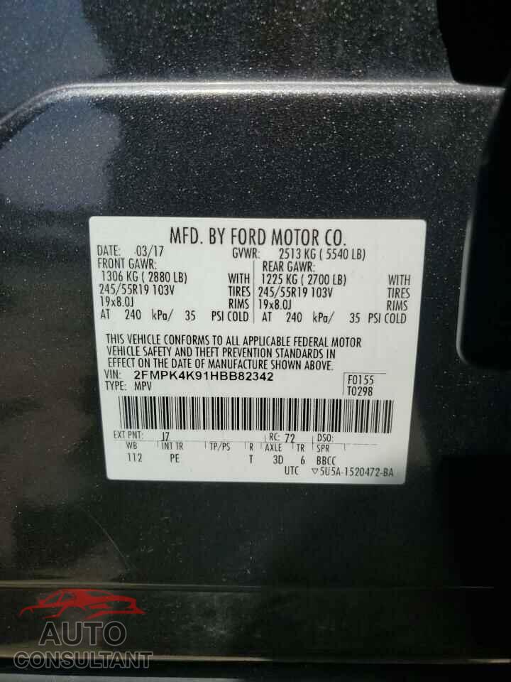 FORD EDGE 2017 - 2FMPK4K91HBB82342