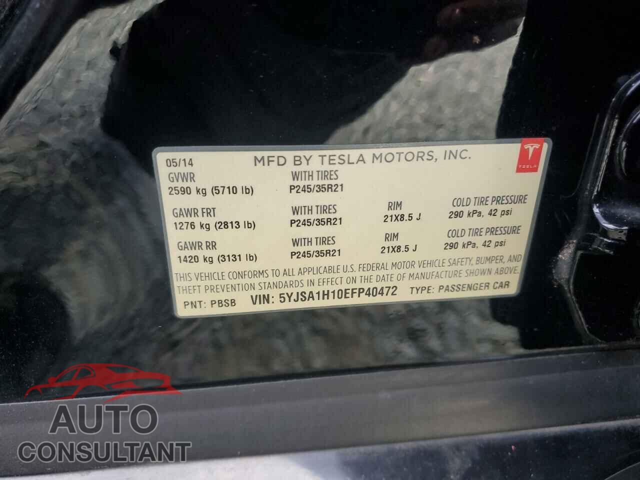 TESLA MODEL S 2014 - 5YJSA1H10EFP40472