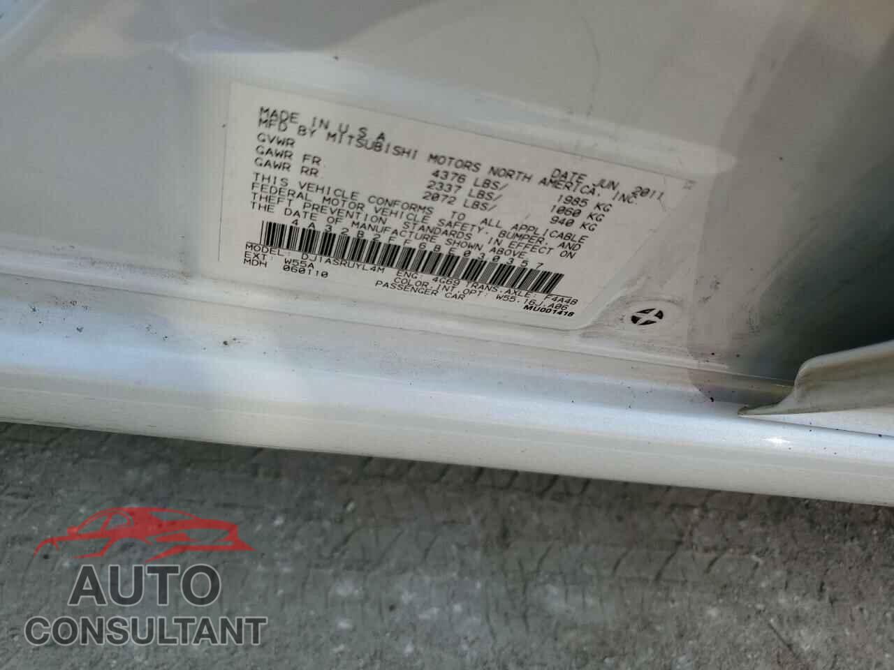 MITSUBISHI GALANT 2011 - 4A32B2FF6BE030357