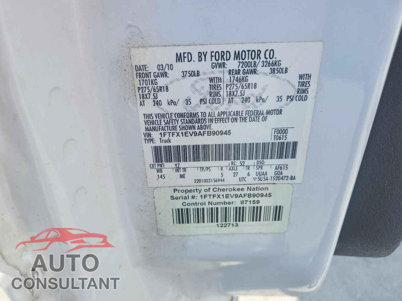 FORD F150 2010 - 1FTFX1EV9AFB90945