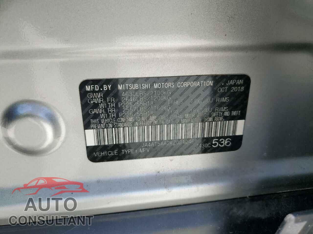 MITSUBISHI ECLIPSE 2019 - JA4AT5AA2KZ021246