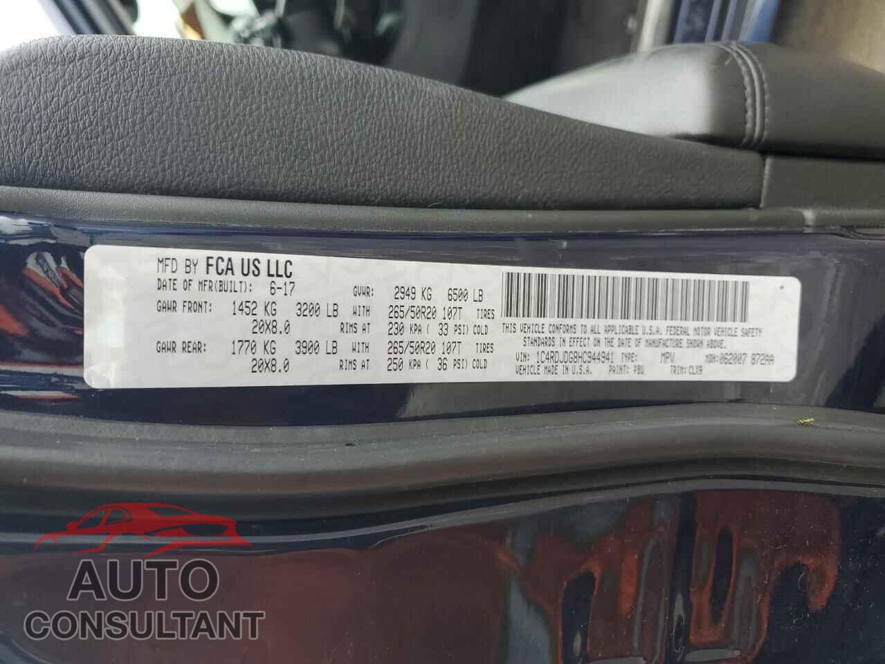 DODGE DURANGO 2017 - 1C4RDJDG8HC944941
