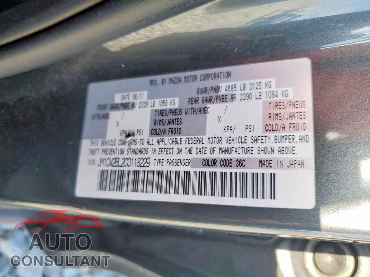 MAZDA 5 2012 - JM1CW2BL2C0118229