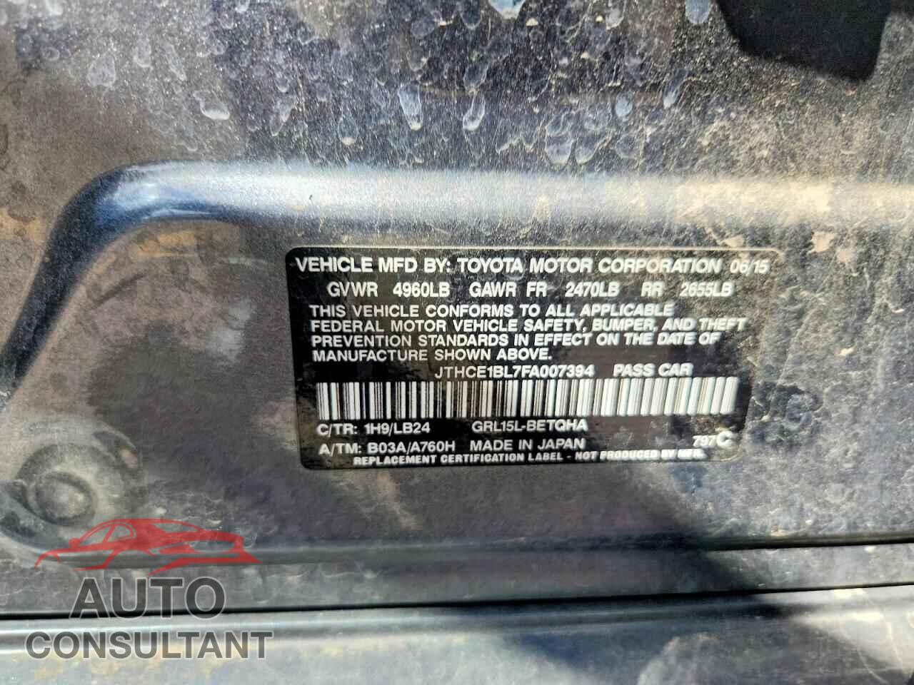 LEXUS GS350 2015 - JTHCE1BL7FA007394