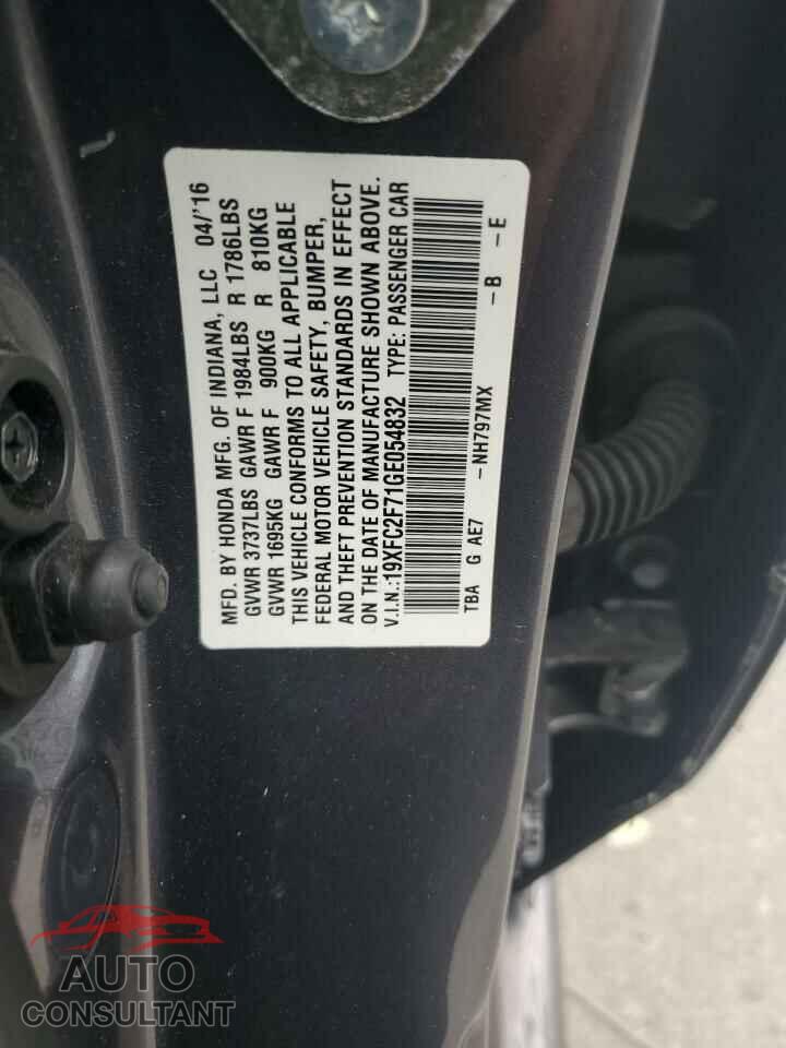 HONDA CIVIC 2016 - 19XFC2F71GE054832