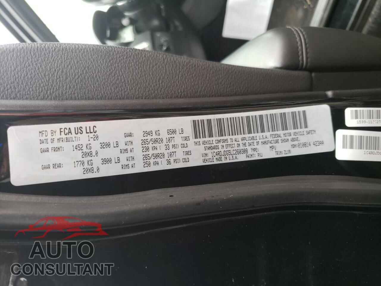DODGE DURANGO 2020 - 1C4RDJDG5LC260308
