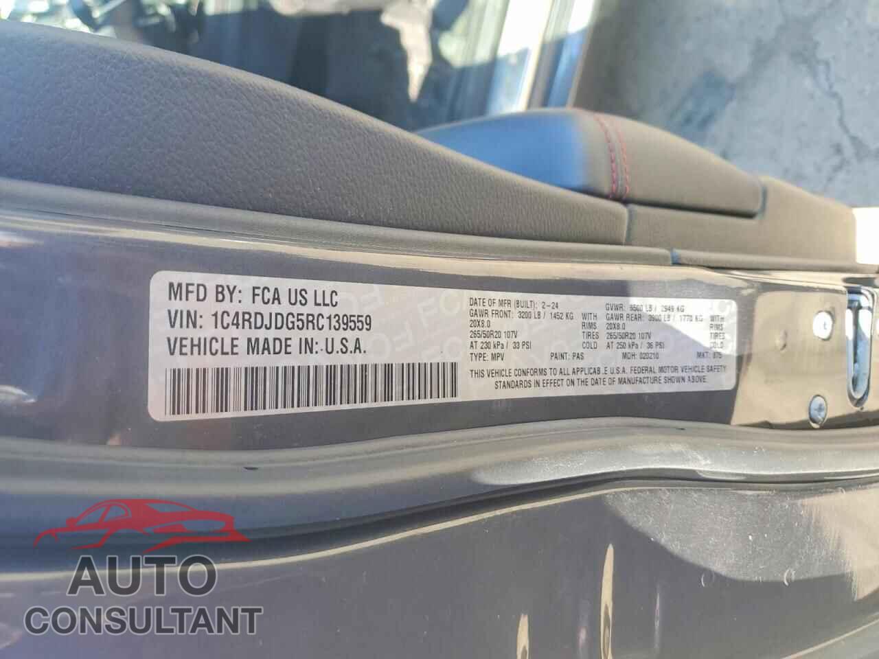 DODGE DURANGO 2024 - 1C4RDJDG5RC139559