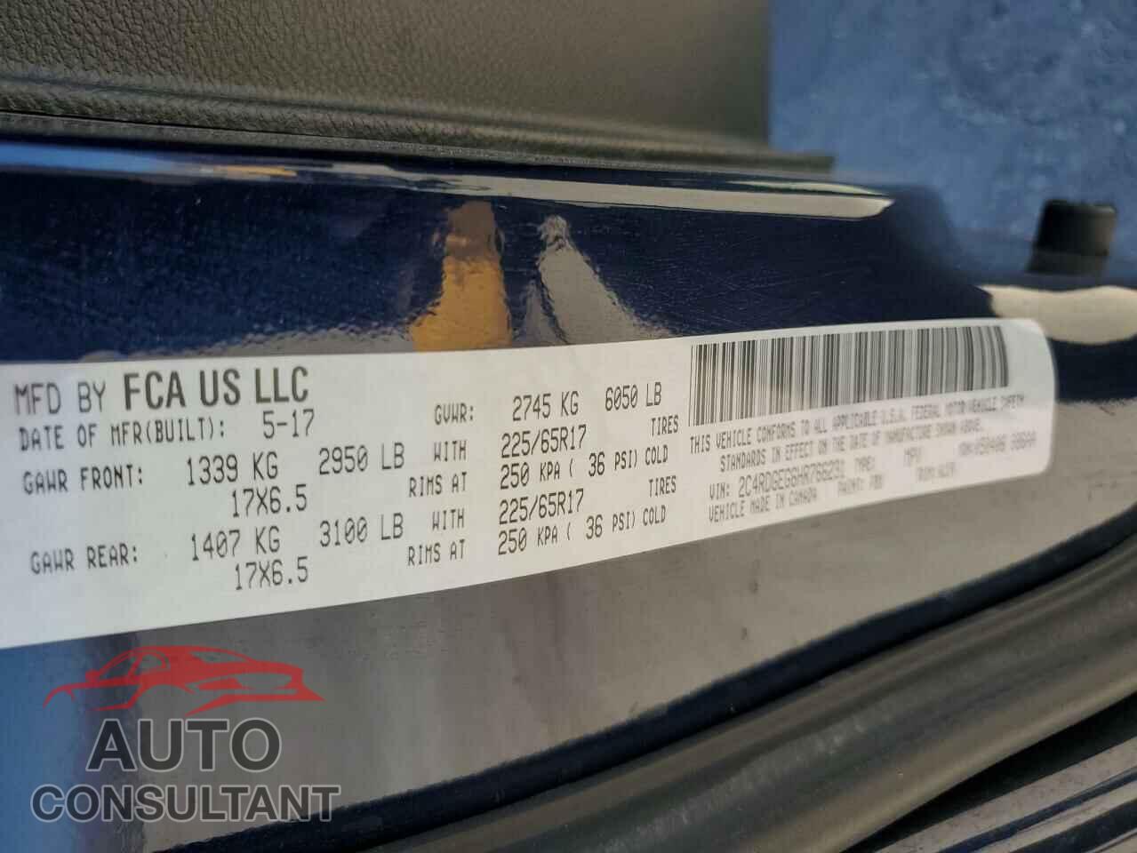 DODGE CARAVAN 2017 - 2C4RDGEG6HR766231