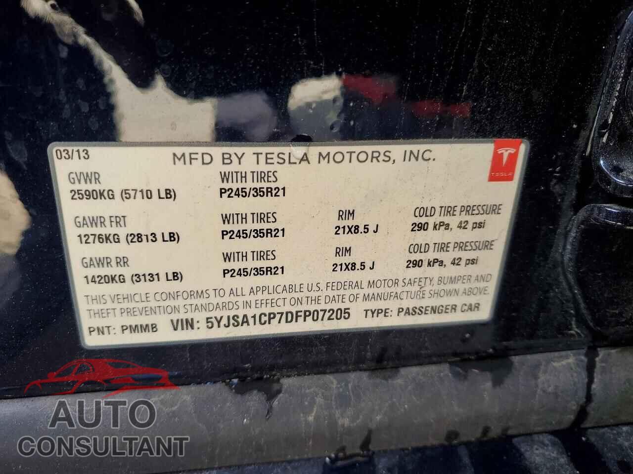 TESLA MODEL S 2013 - 5YJSA1CP7DFP07205