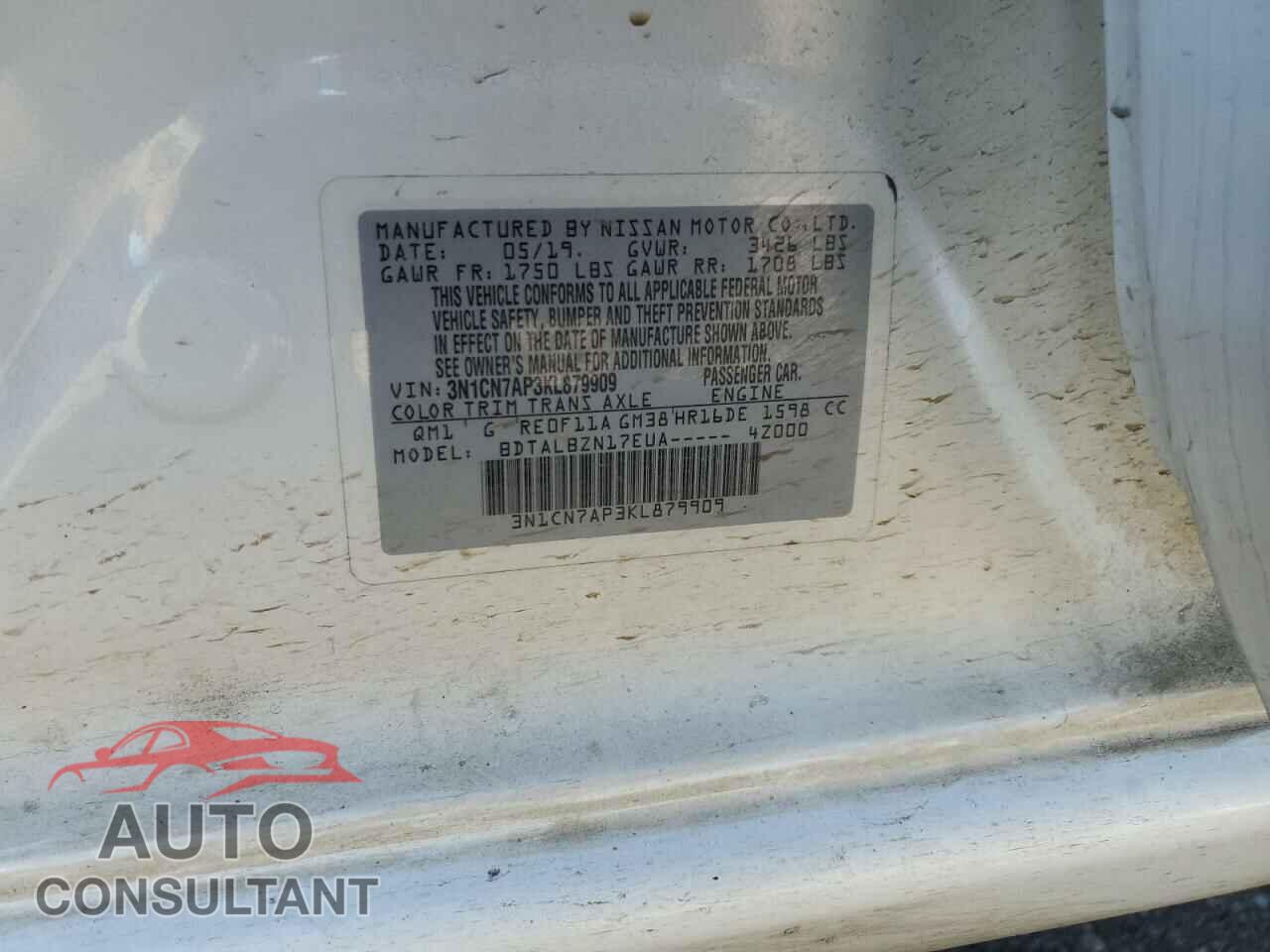 NISSAN VERSA 2019 - 3N1CN7AP3KL879909