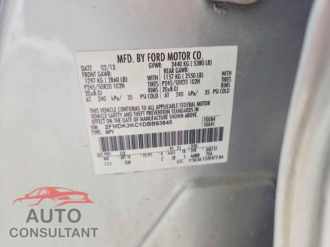FORD EDGE 2013 - 2FMDK3KC1DBB93845