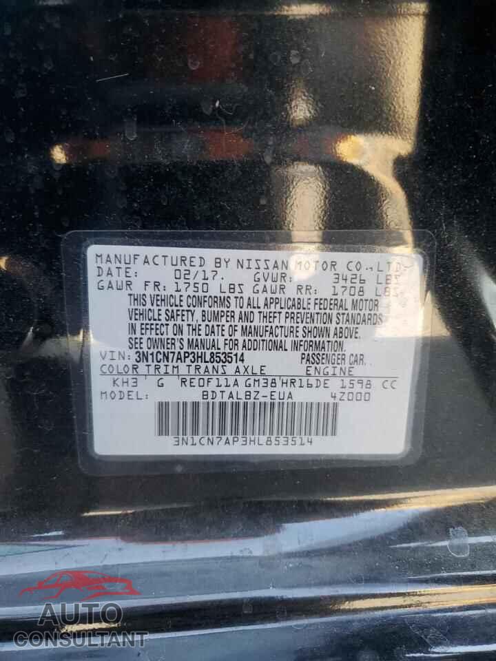 NISSAN VERSA 2017 - 3N1CN7AP3HL853514