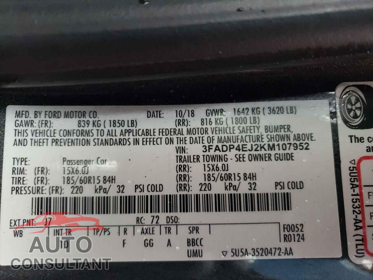 FORD FIESTA 2019 - 3FADP4EJ2KM107952