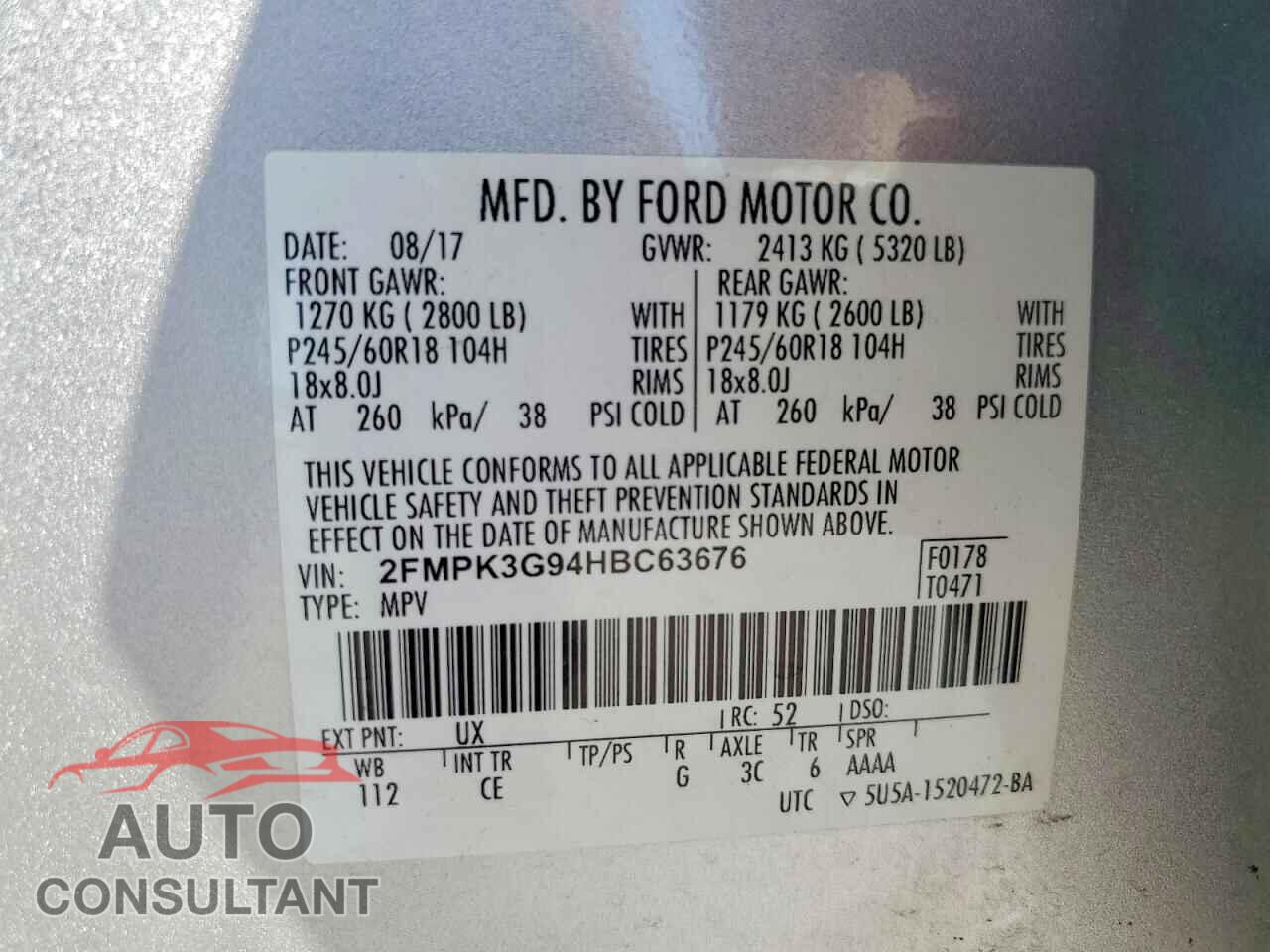 FORD EDGE 2017 - 2FMPK3G94HBC63676
