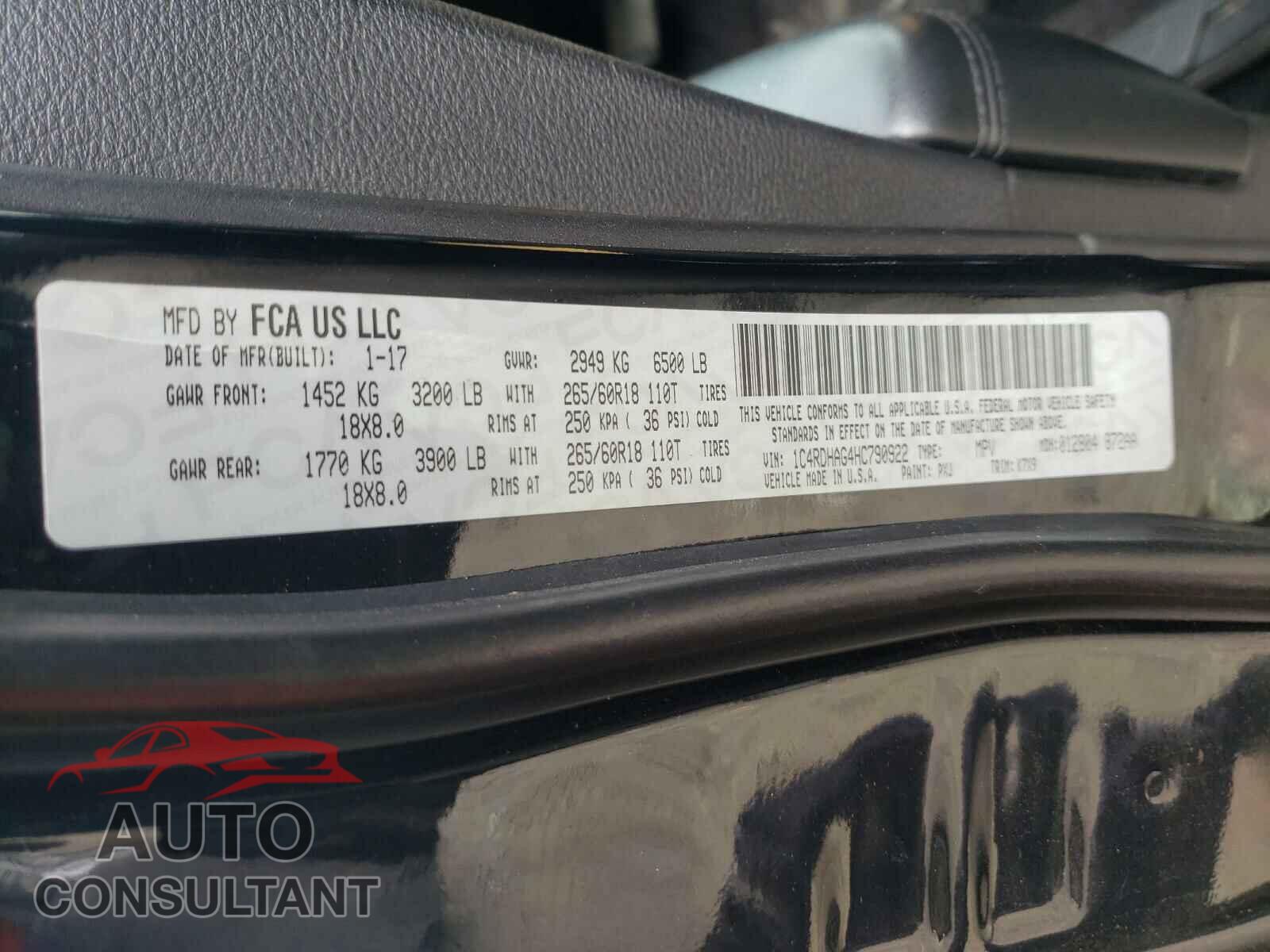 DODGE DURANGO 2017 - 1C4RDHAG4HC790922