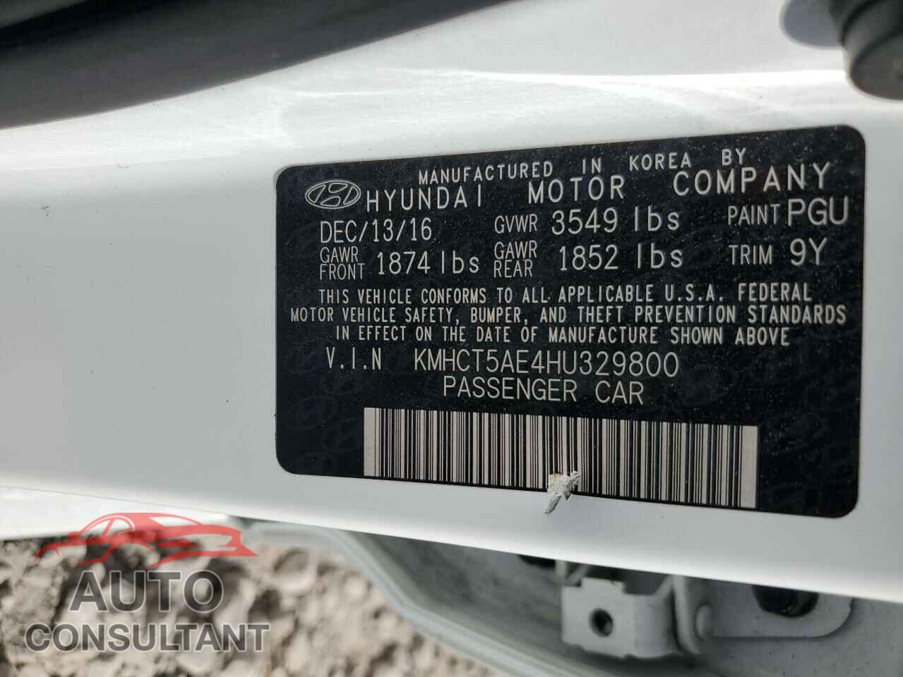 HYUNDAI ACCENT 2017 - KMHCT5AE4HU329800