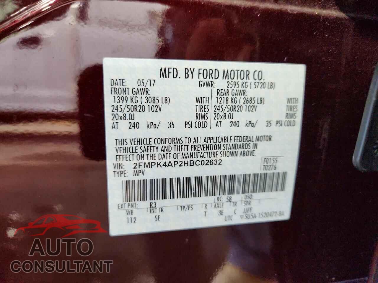FORD EDGE 2017 - 2FMPK4AP2HBC02632