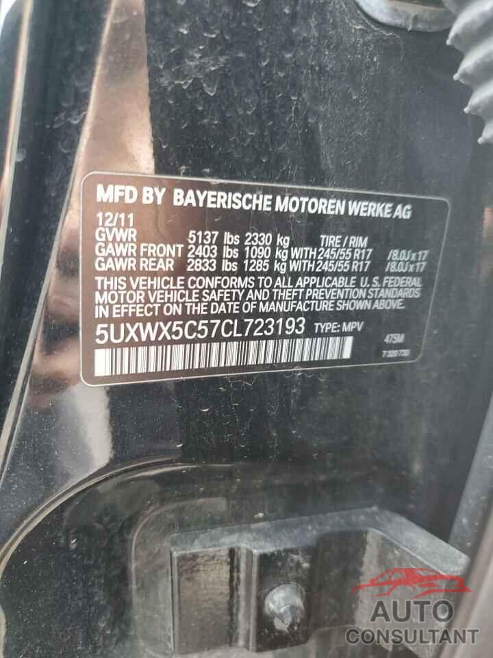BMW X3 2012 - 5UXWX5C57CL723193