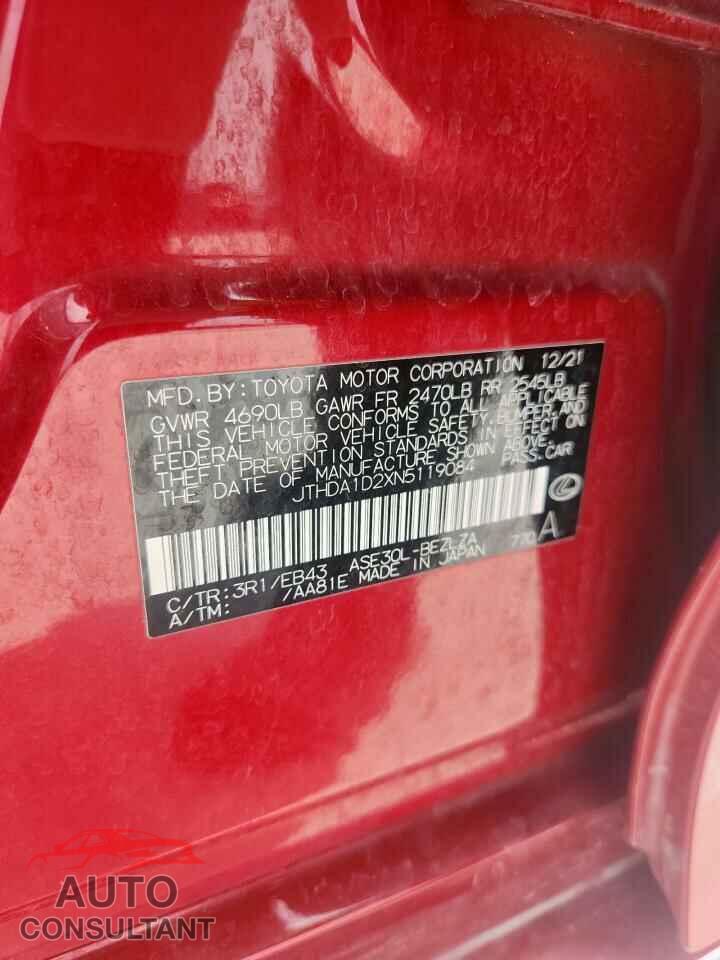 LEXUS IS 2022 - JTHDA1D2XN5119084
