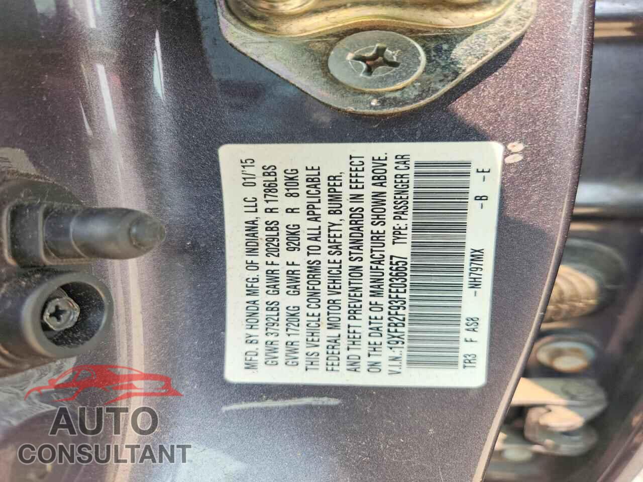HONDA CIVIC 2015 - 19XFB2F93FE036657