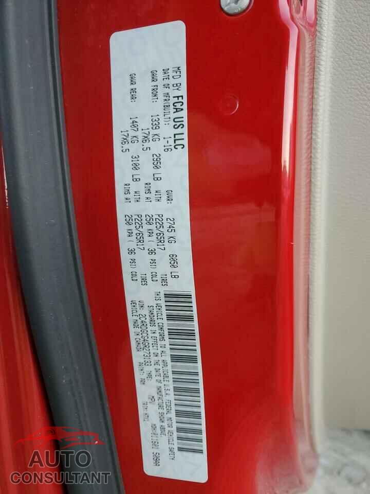 DODGE CARAVAN 2016 - 2C4RDGCG4GR273133