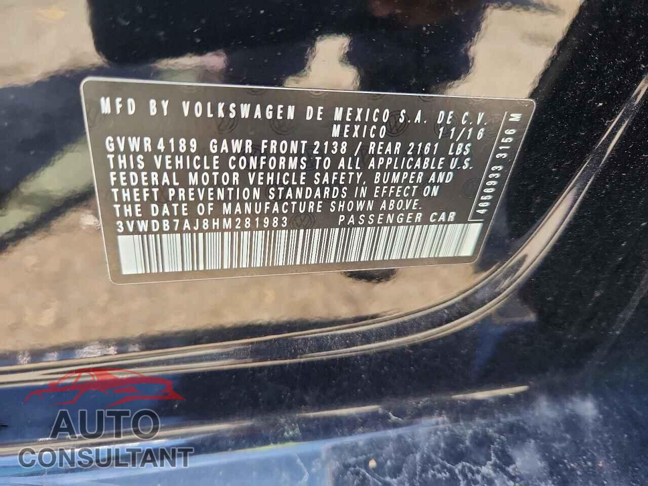 VOLKSWAGEN JETTA 2017 - 3VWDB7AJ8HM281983