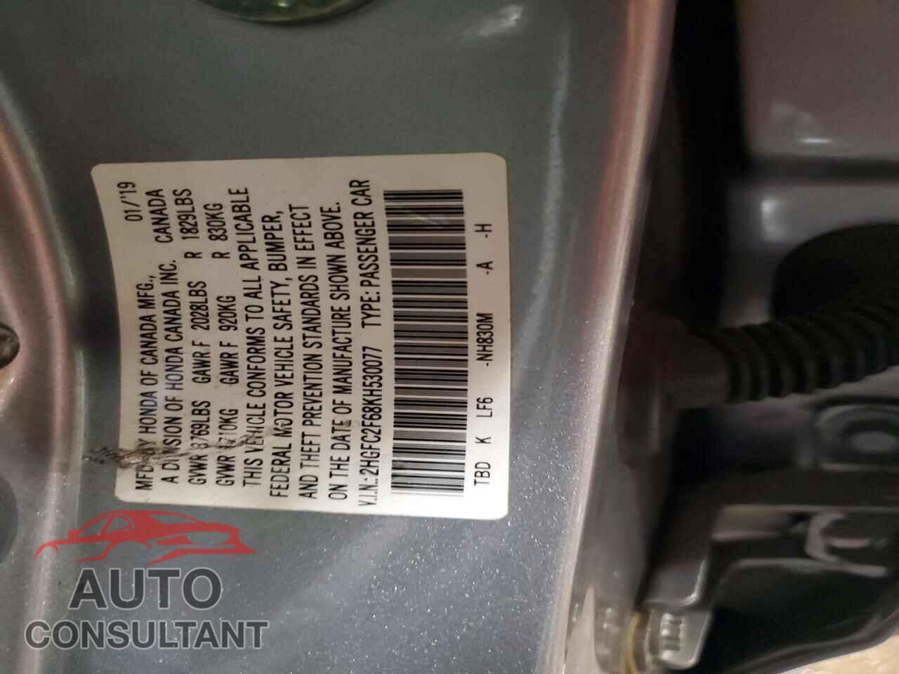 HONDA CIVIC 2019 - 2HGFC2F68KH530077