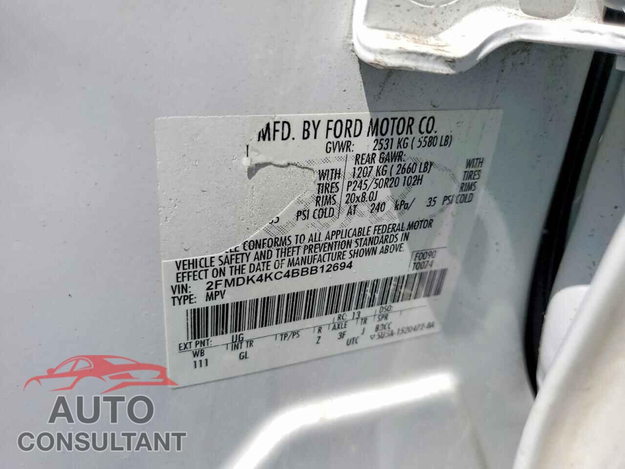 FORD EDGE 2011 - 2FMDK4KC4BBB12694