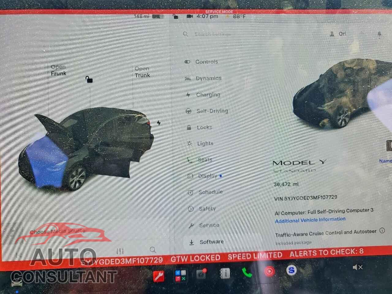 TESLA MODEL Y 2021 - 5YJYGDED3MF107729