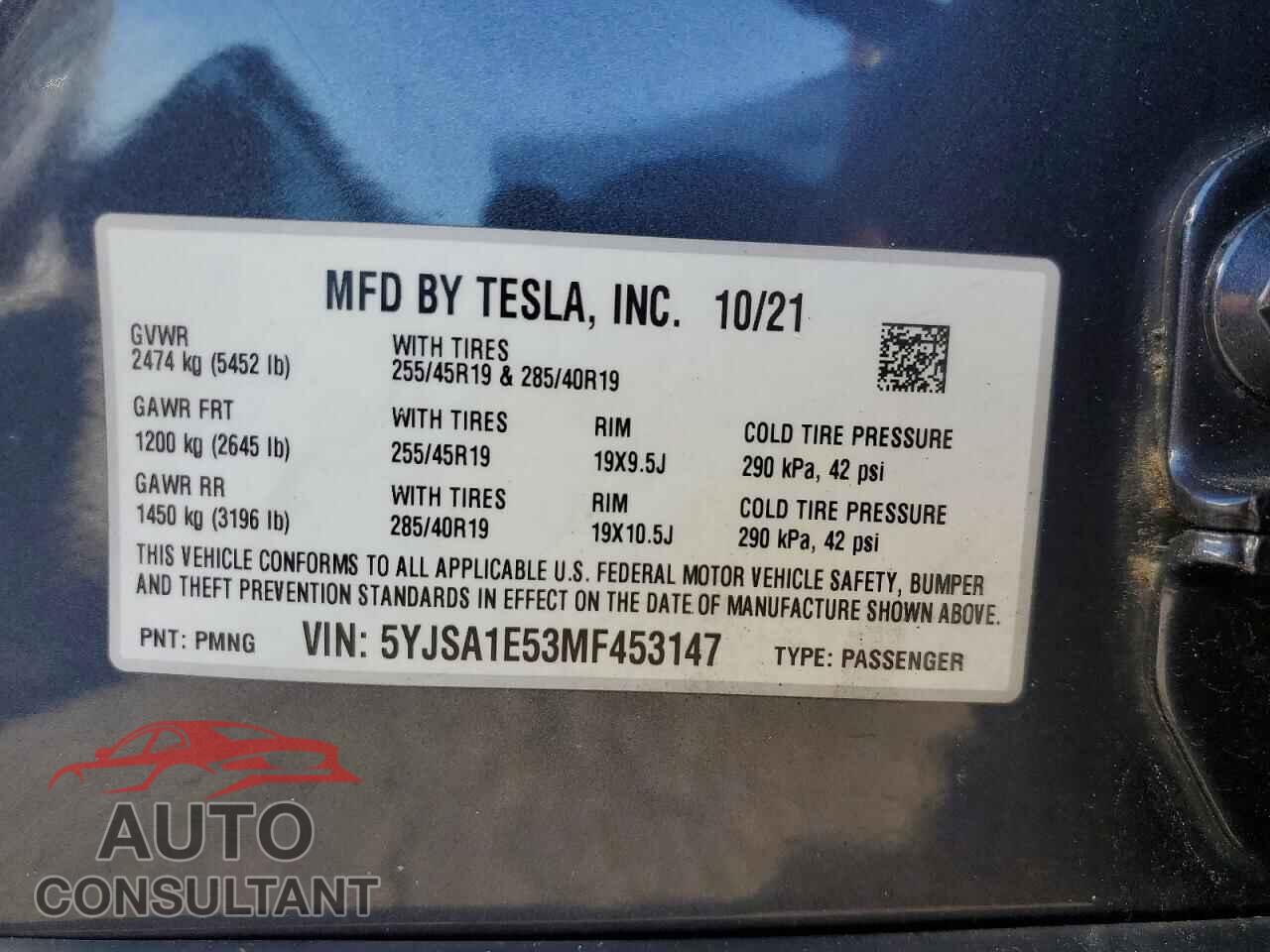 TESLA MODEL S 2021 - 5YJSA1E53MF453147