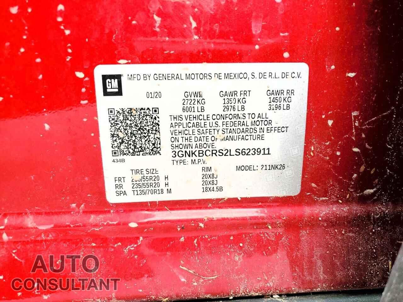 CHEVROLET BLAZER 2020 - 3GNKBCRS2LS623911