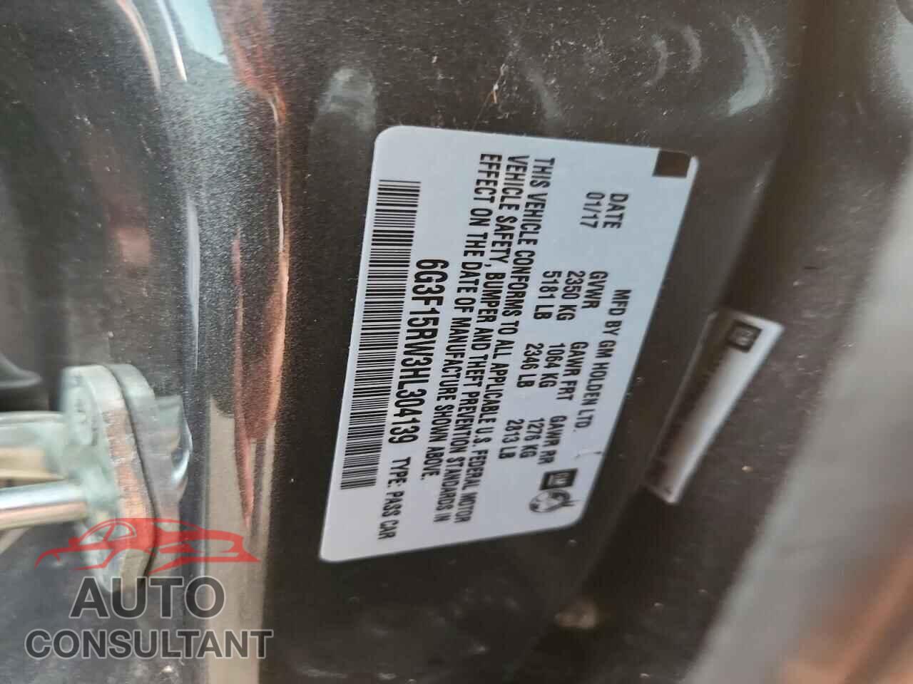 CHEVROLET SS 2017 - 6G3F15RW3HL304139