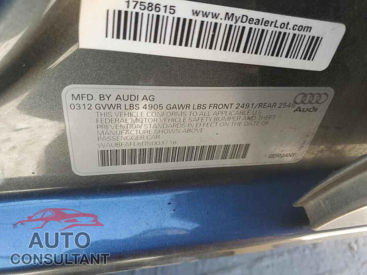 AUDI A4 2013 - WAUBFAFL6DN003716