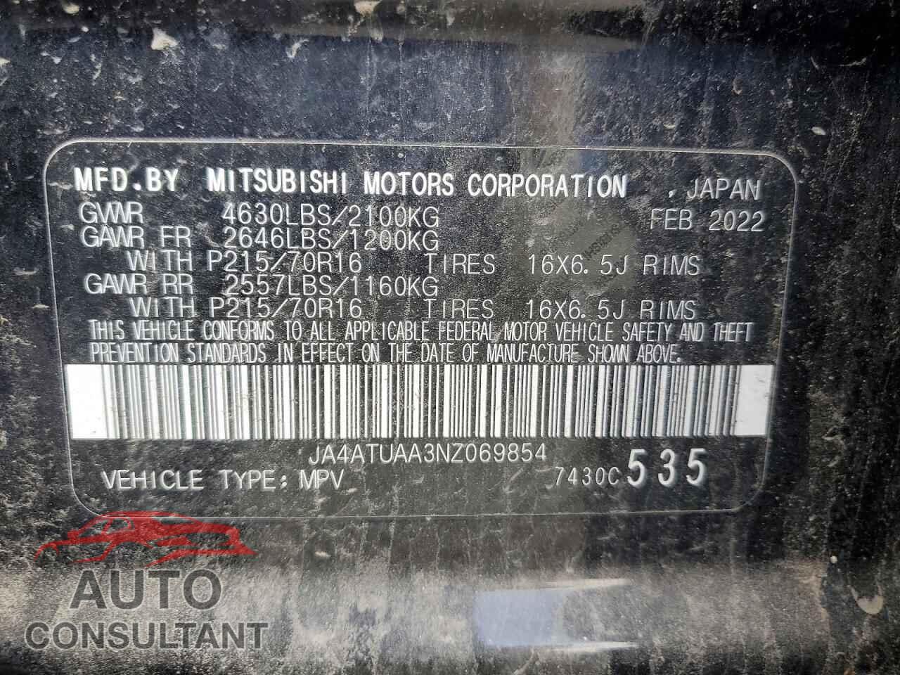 MITSUBISHI ECLIPSE 2022 - JA4ATUAA3NZ069854