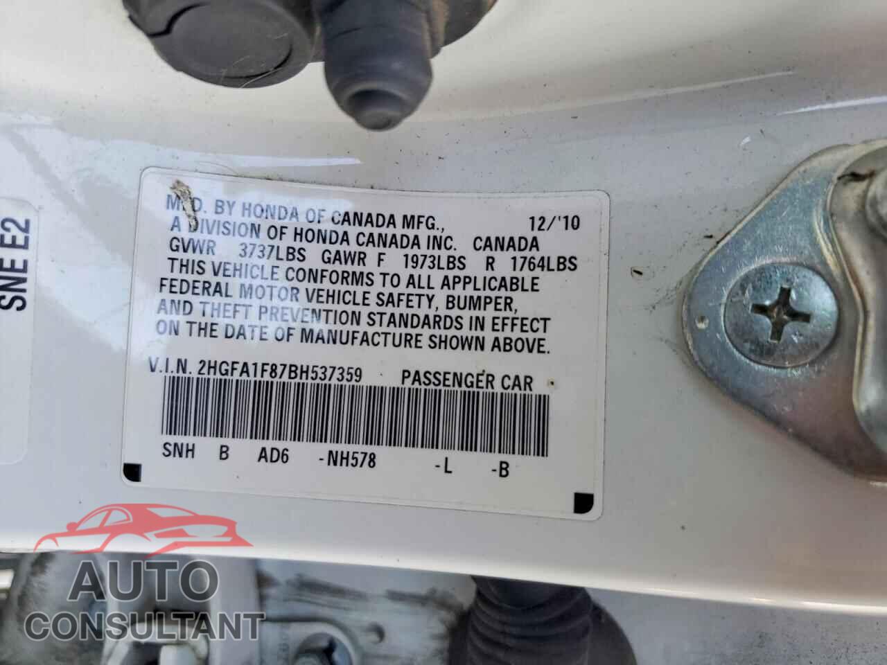 HONDA CIVIC 2011 - 2HGFA1F87BH537359