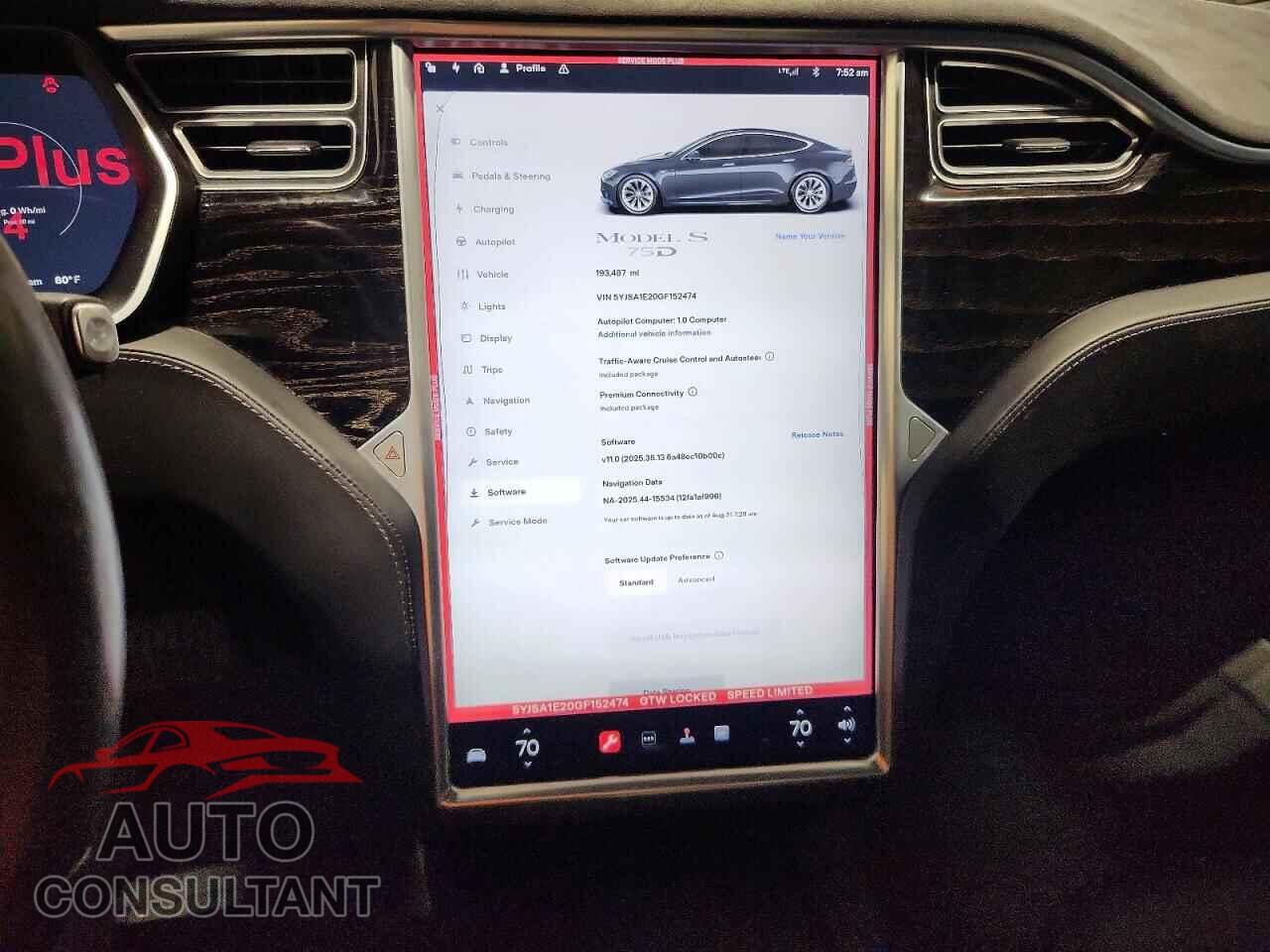 TESLA MODEL S 2016 - 5YJSA1E20GF152474