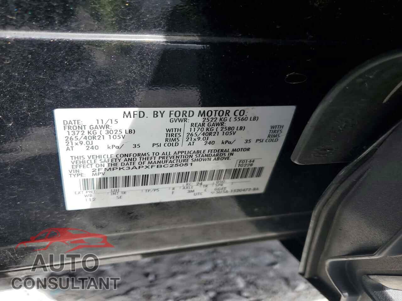 FORD EDGE 2015 - 2FMPK3APXFBC25051