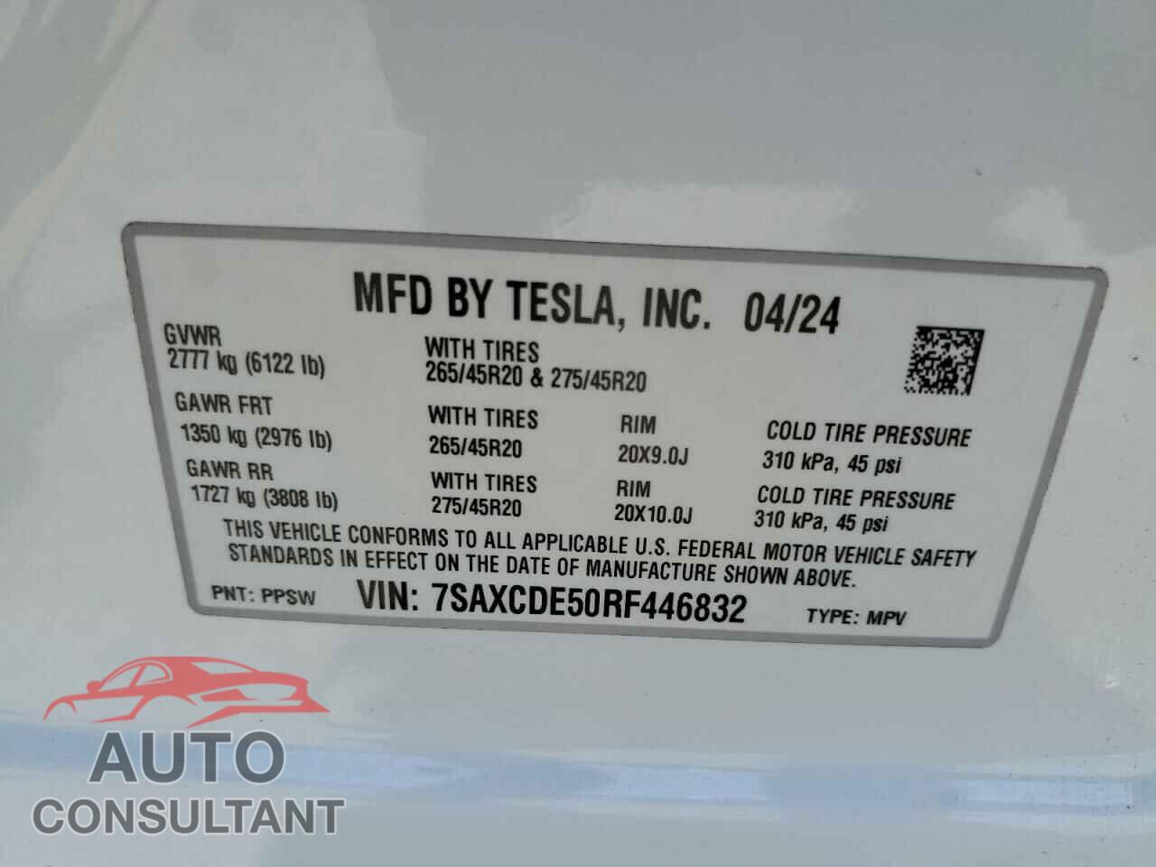 TESLA MODEL X 2024 - 7SAXCDE50RF446832