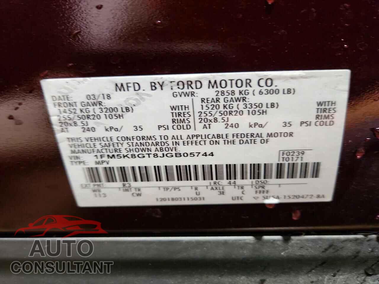 FORD EXPLORER 2018 - 1FM5K8GT8JGB05744