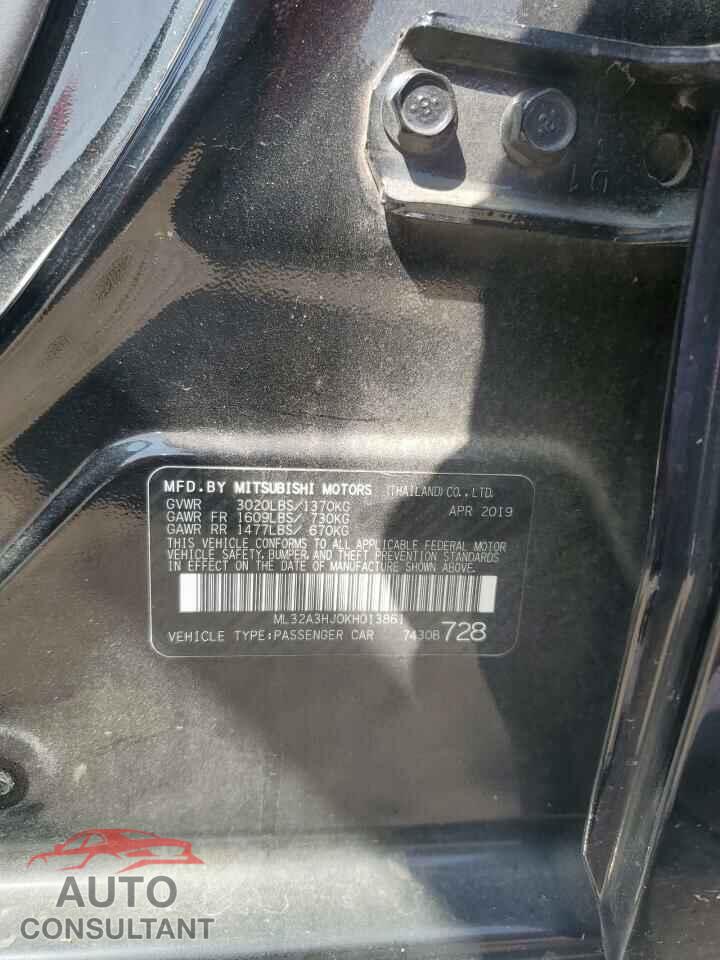 MITSUBISHI MIRAGE 2019 - ML32A3HJ0KH013861