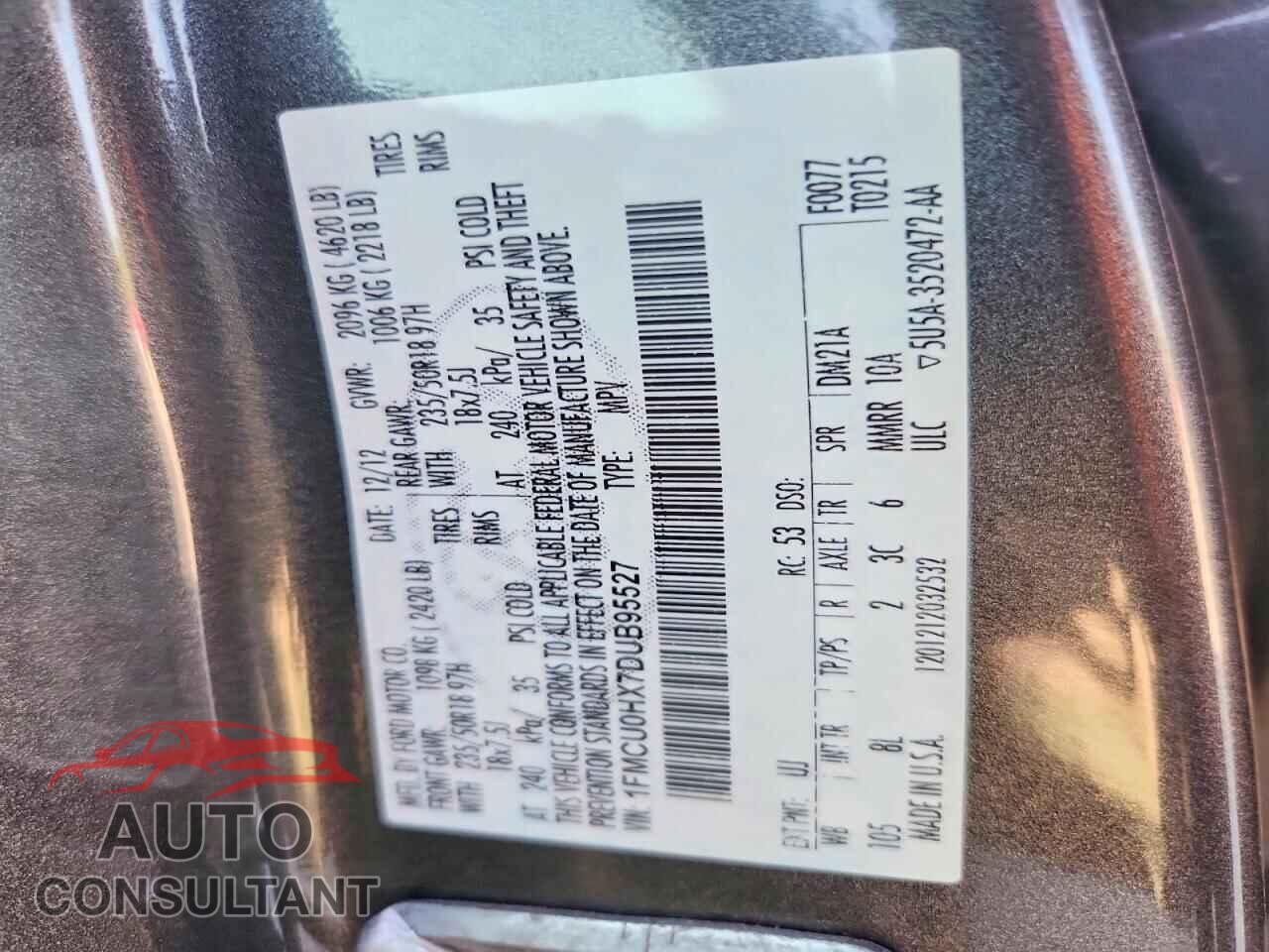 FORD ESCAPE 2013 - 1FMCU0HX7DUB95527