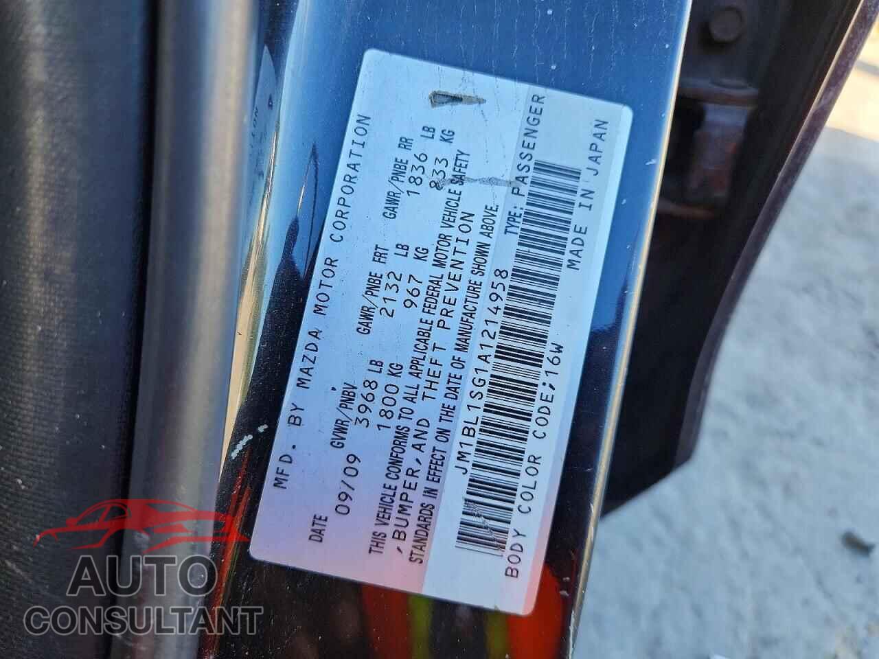 MAZDA 3 2010 - JM1BL1SG1A1214958
