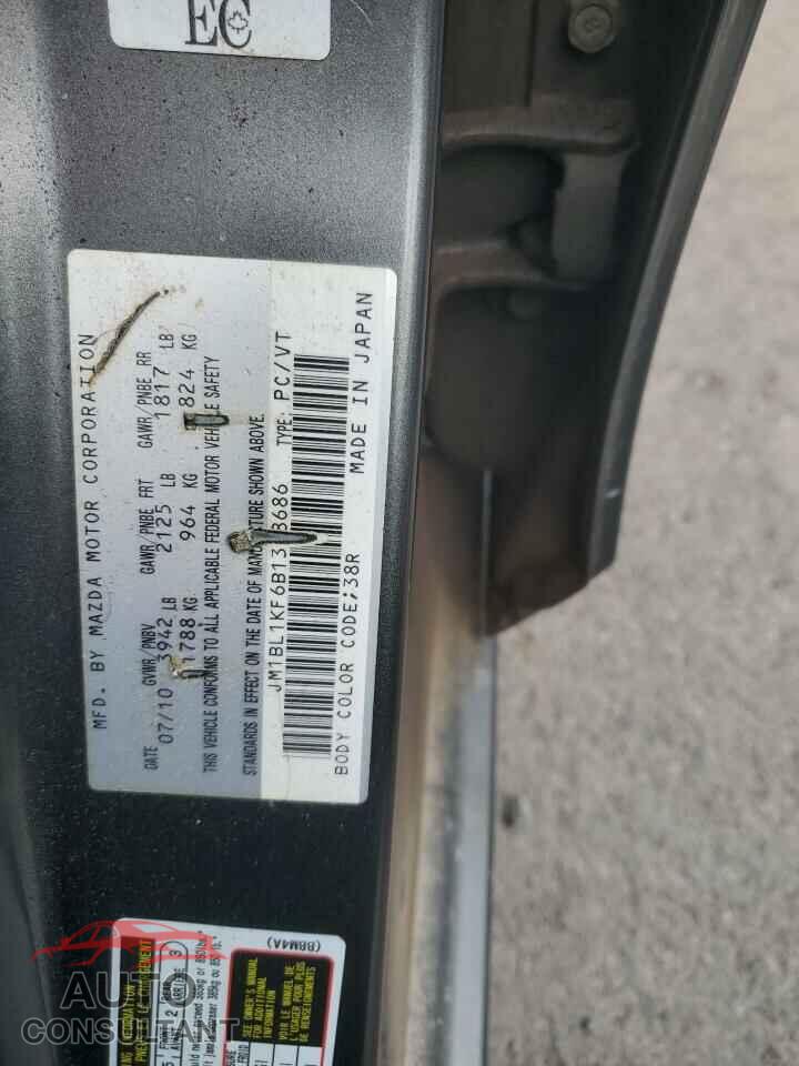 MAZDA 3 2011 - JM1BL1KF6B1368686