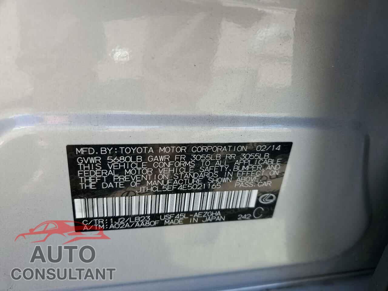 LEXUS LS460 2014 - JTHCL5EF4E5021165
