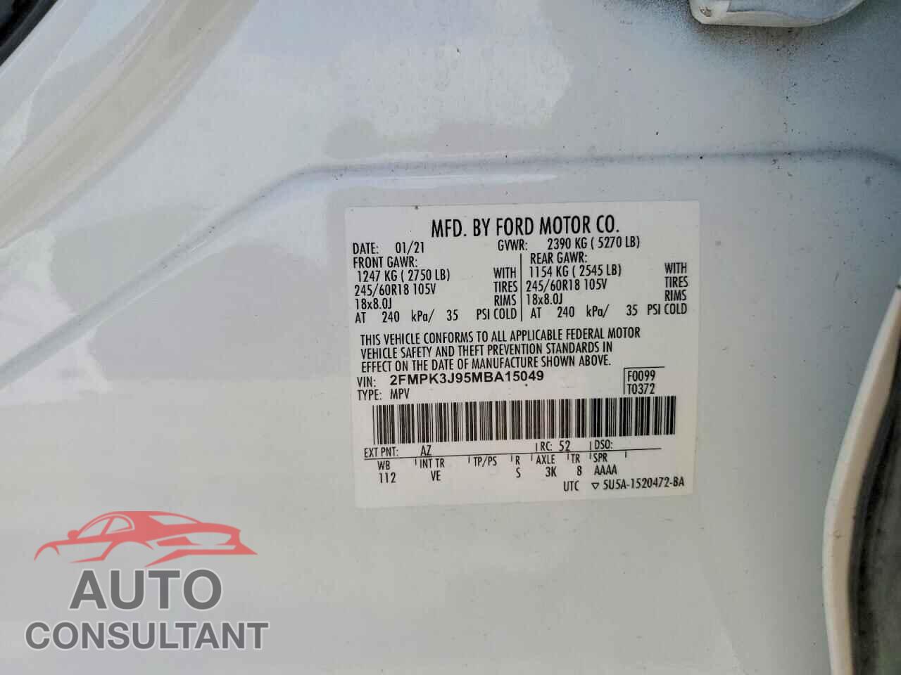 FORD EDGE 2021 - 2FMPK3J95MBA15049
